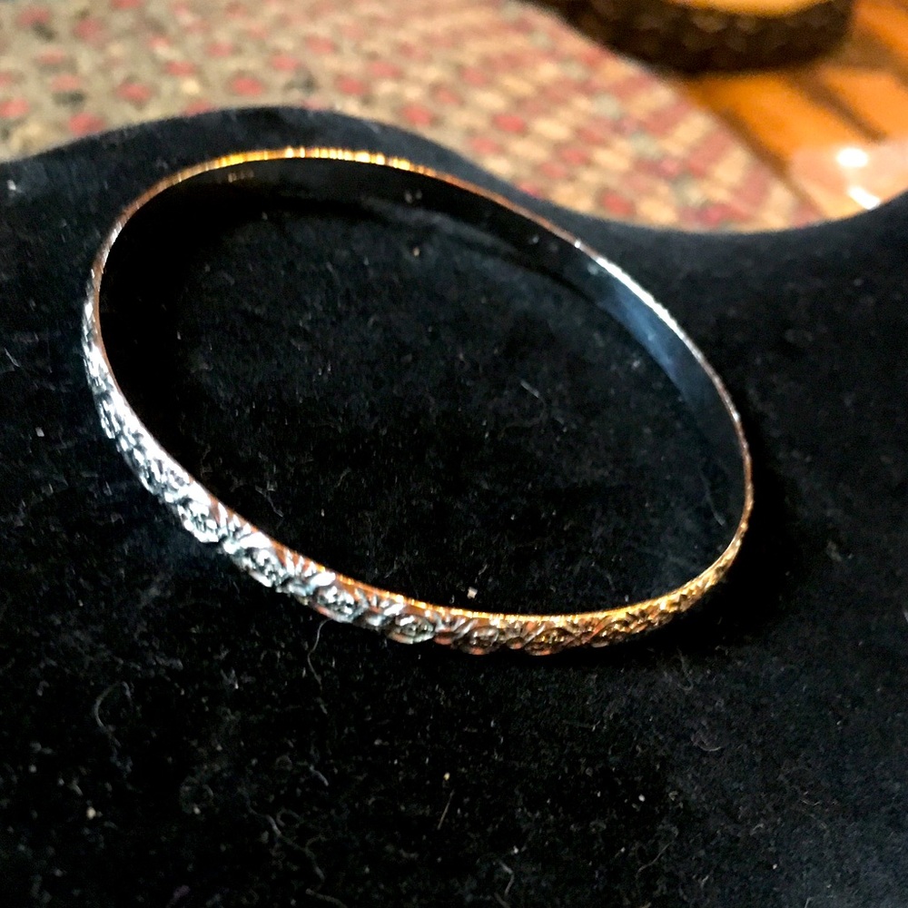 Napier Floral Silver tone Bangle